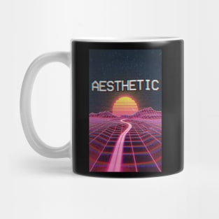 aesthetic Glitch † Seapunk/Vaporwave VHS Sunset Grid Design Mug